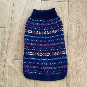 BINGPET Snowflake Turtleneck Sweater for Cats Or Dogs Navy Blue Sz M.